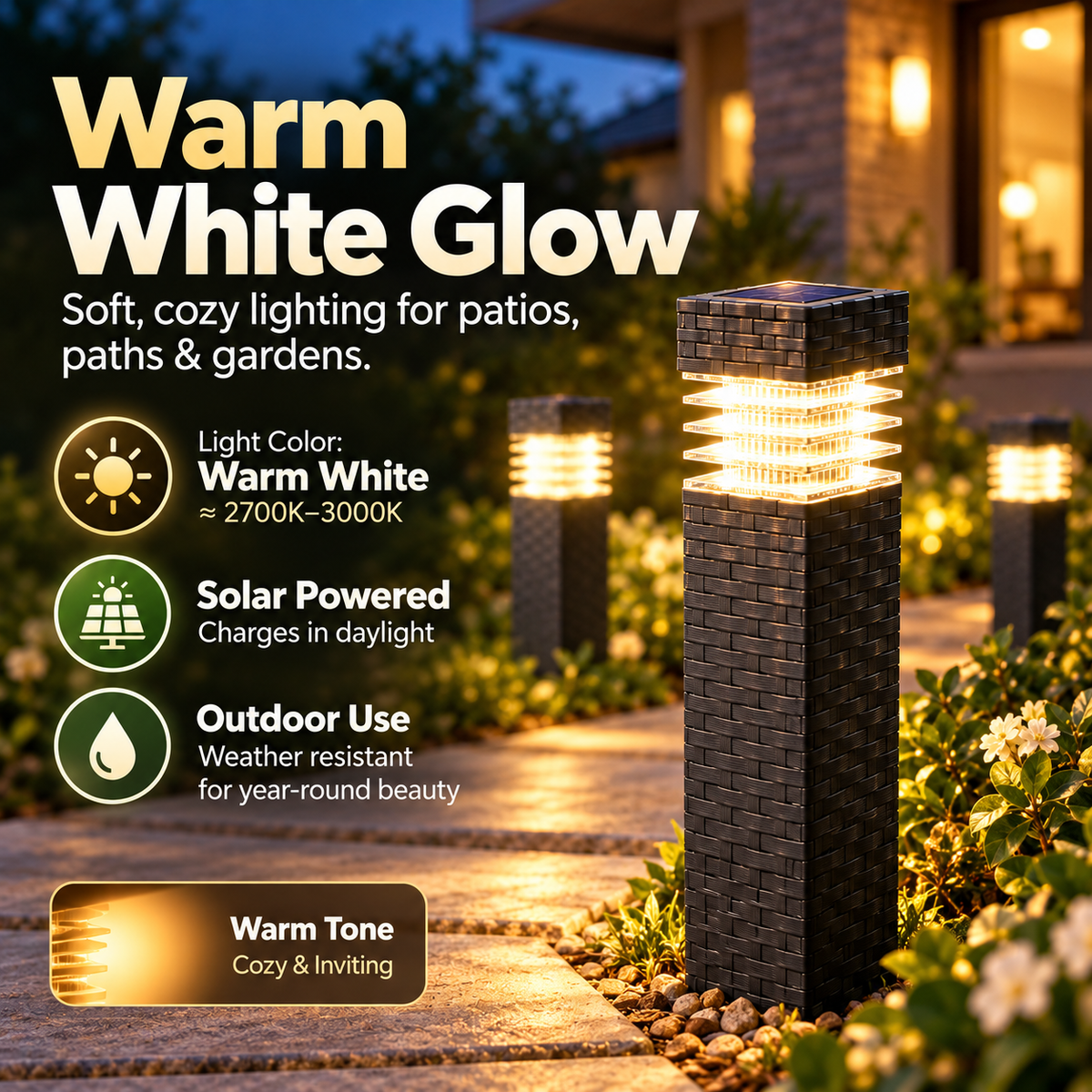 🌞 Solar Garden Pathway Lights – No Wires, Automatic Night Glow ✨