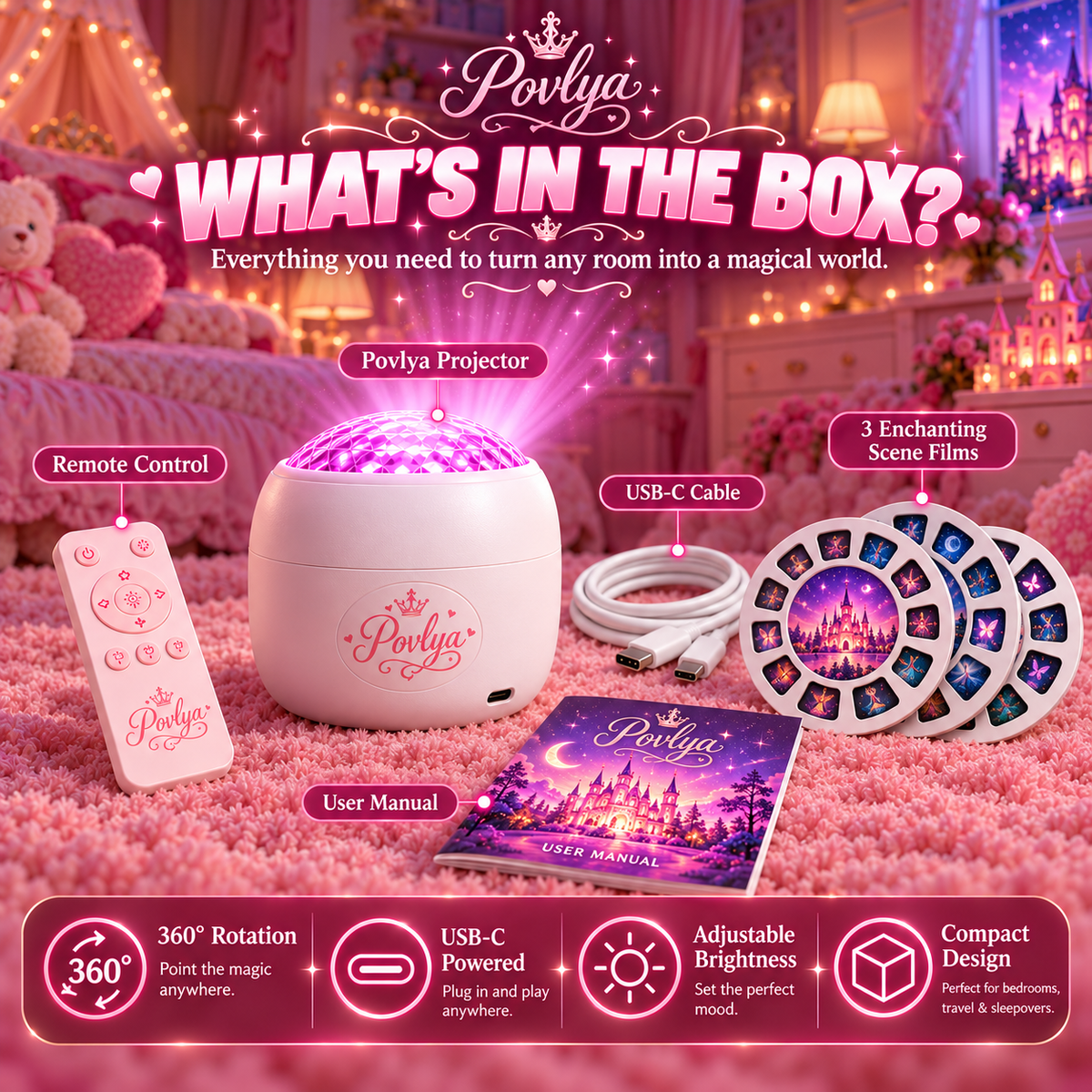 🏰 Magical Princess Projector ✨ Turn Her Room Into a Fairytale