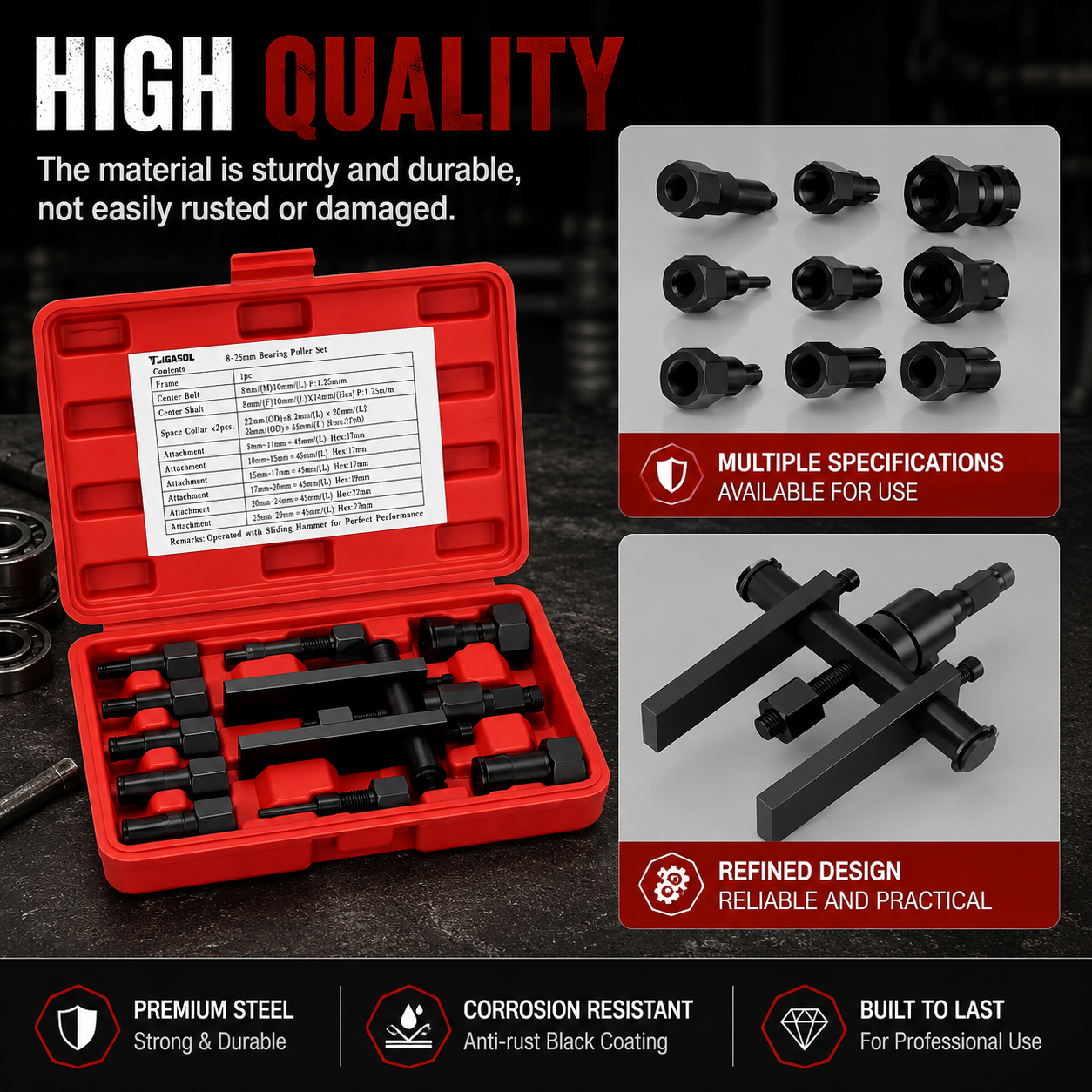 ⚒️ 10Pcs Heavy Duty Blind Hole Bearing Puller Tool Set