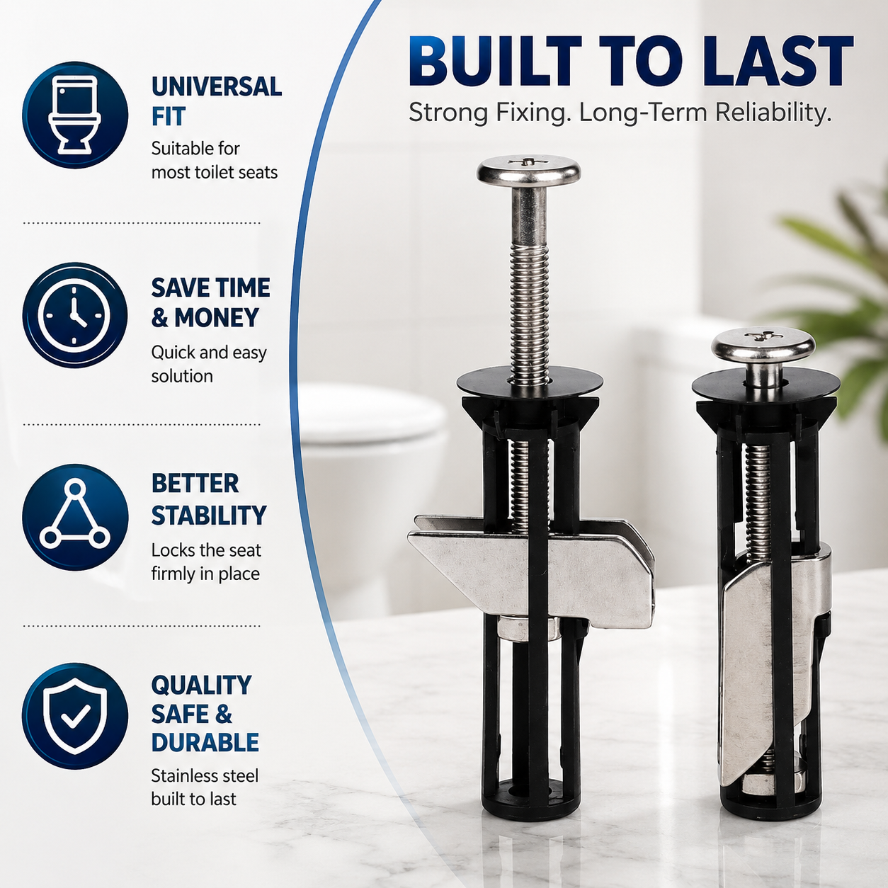 Heavy Duty Toilet Seat Fastener Bolt kit(A Set of 2 Pcs)🔥
