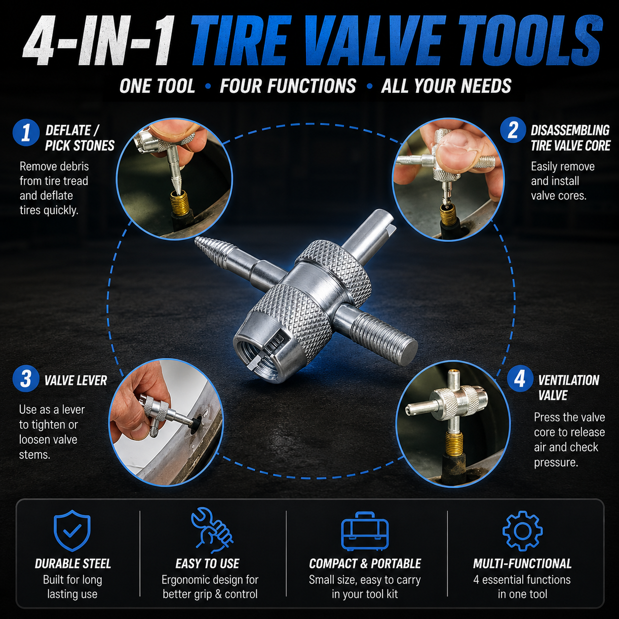 GJANSH 14-Piece Set Quick Change Tire Valve Tool Kit