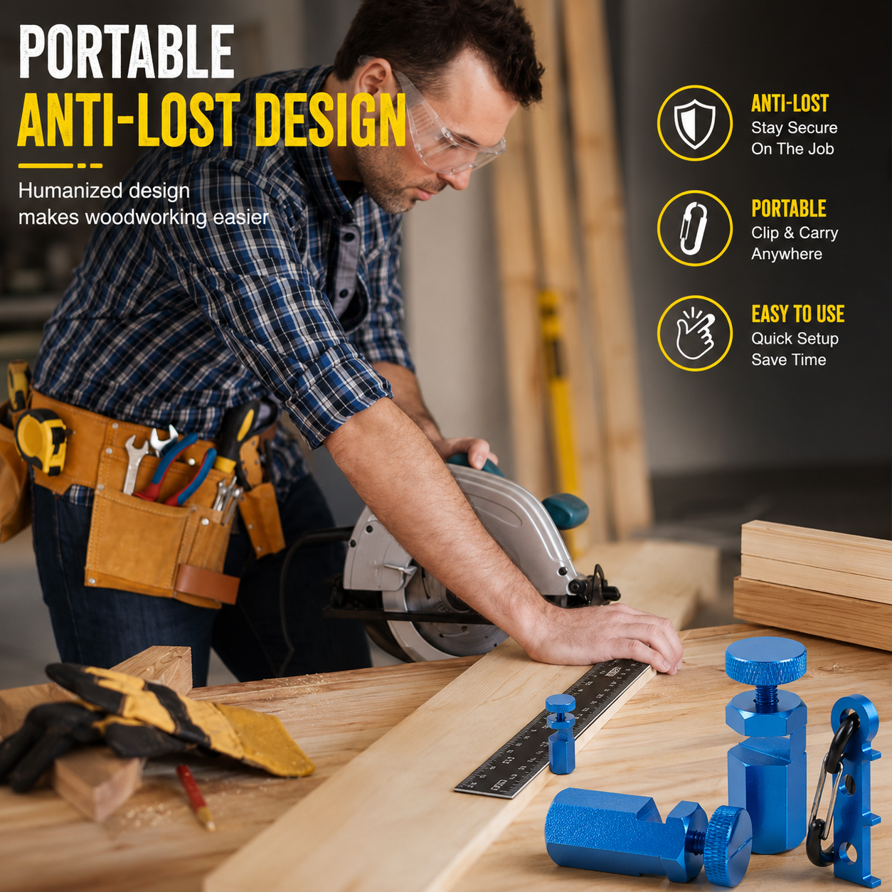 Tall Stair Gauges for Framing Square with Holder and Hook