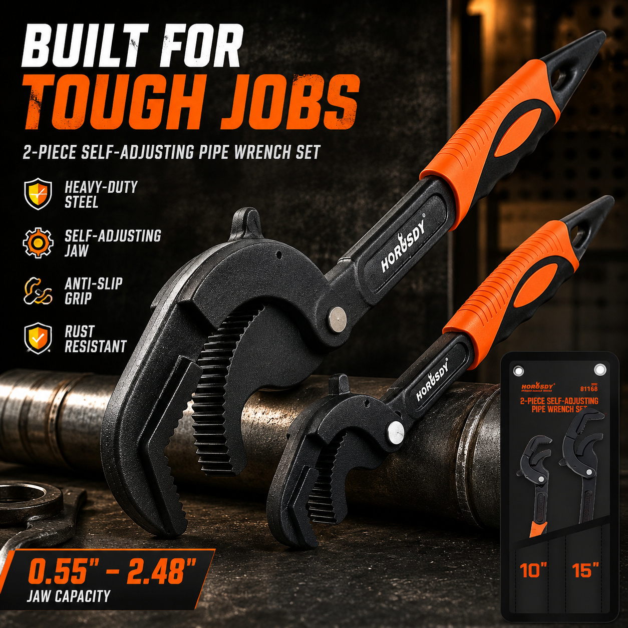 Heavy Duty Pipe Wrench Set