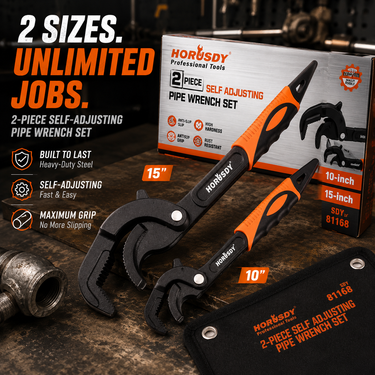 Heavy Duty Pipe Wrench Set