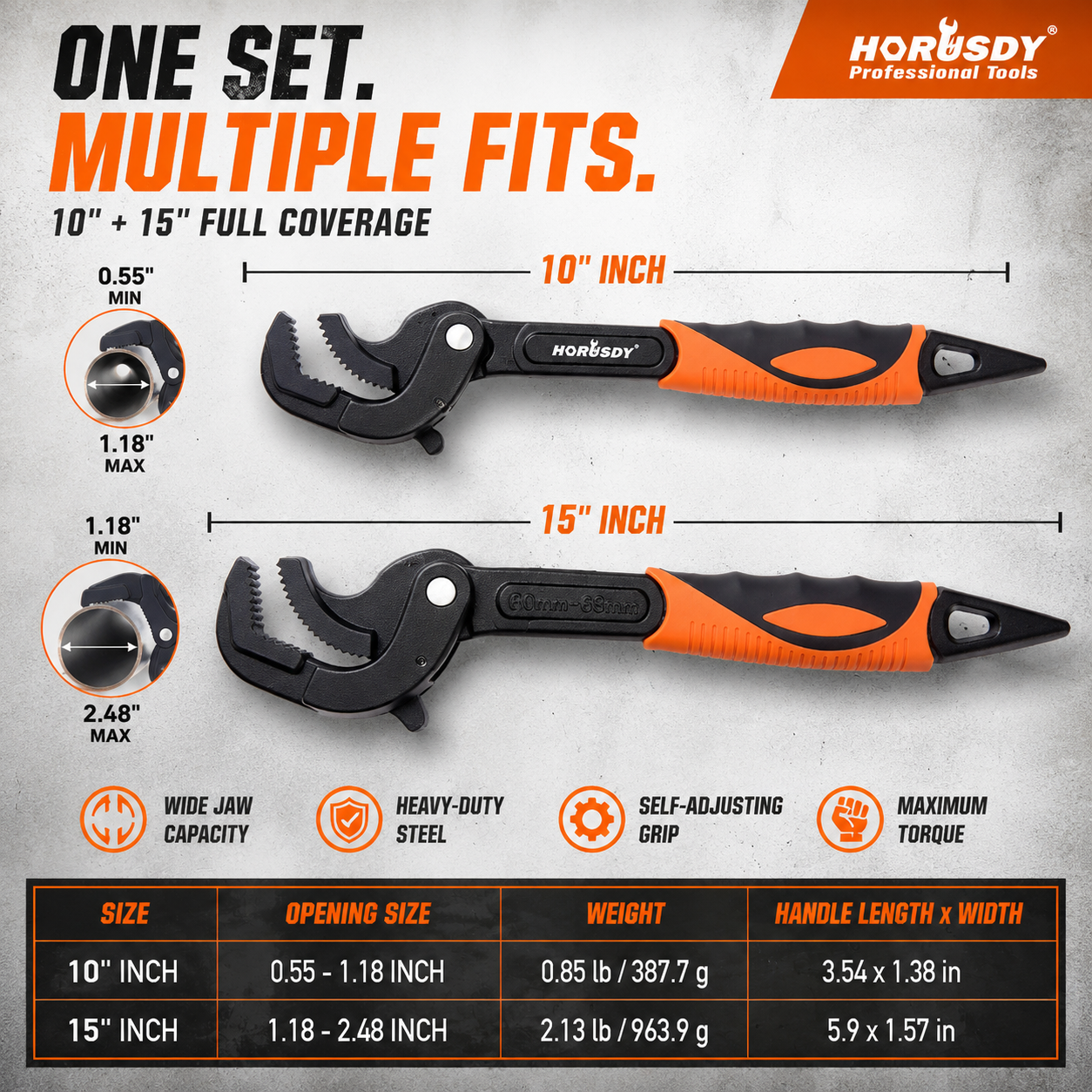 Heavy Duty Pipe Wrench Set