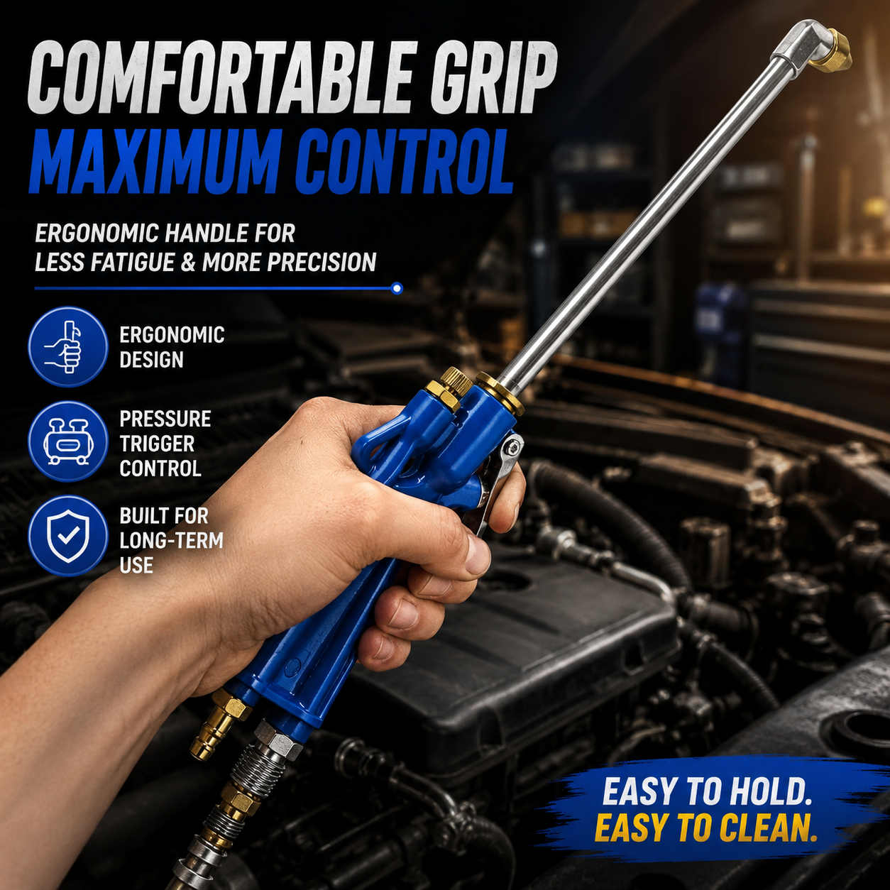 Air Blow Gun Pneumatic Engine Cleaning Gun with 4Ft Hose, Cleaning Degreaser Sprayer Tool