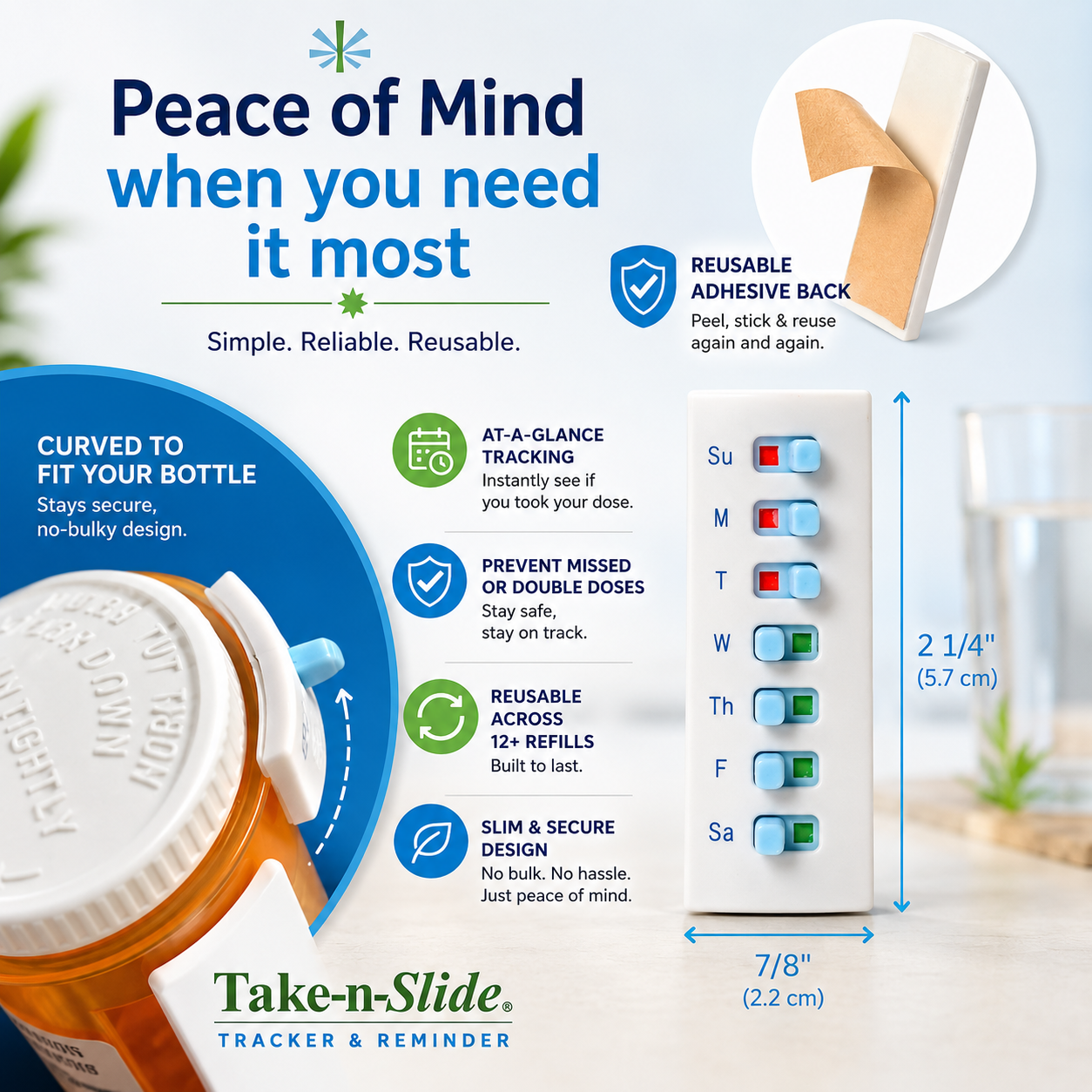 TAKE-N-SLIDE Peel and Stick Reusable for 12 + Refills