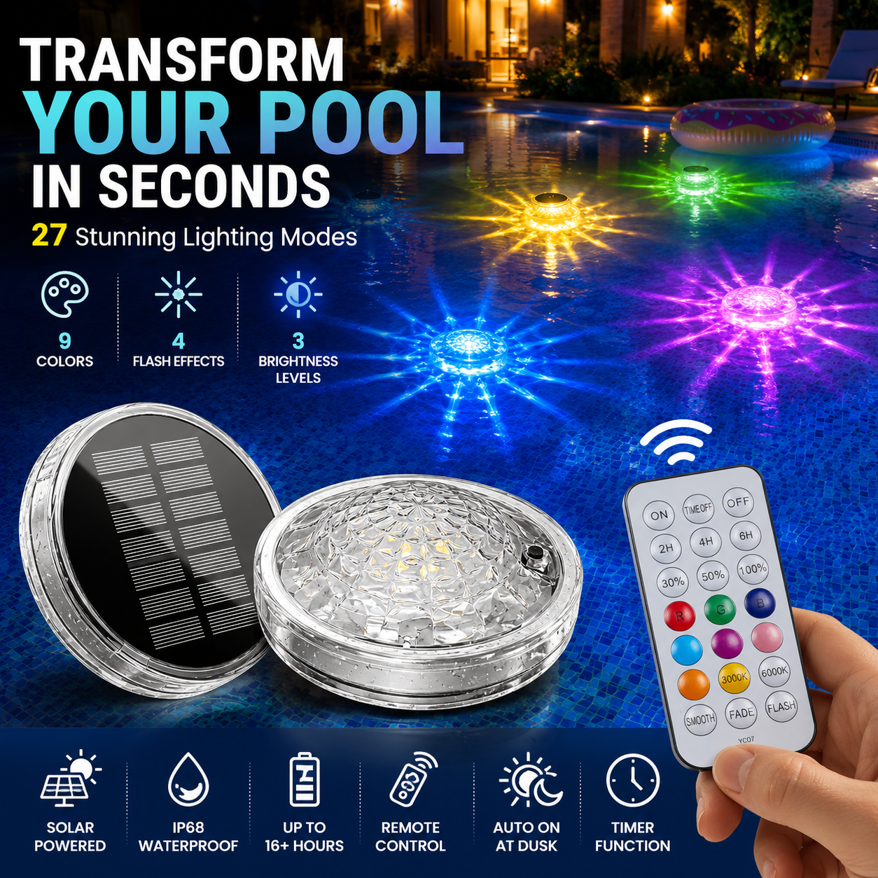 Solar Floating Pool Lights™ – Transform Your Pool Into A Luxury Night Oasis