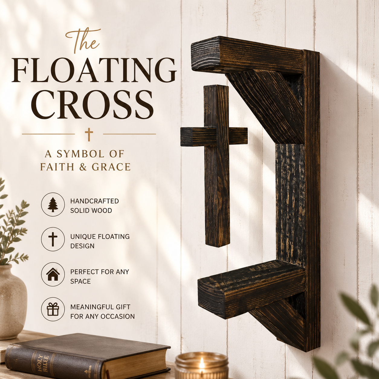 ✝️ The Floating Cross™ – A Beautiful Symbol of Faith & God's Grace