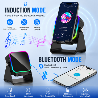 Turn Your Phone Into A Mini Theater™ | Induction Speaker & RGB Phone Stand