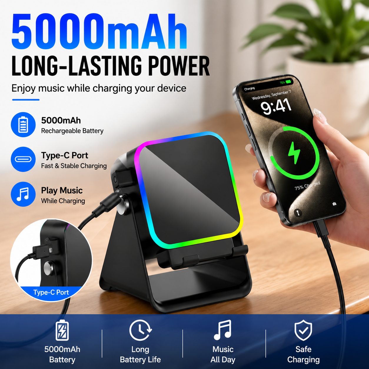 Turn Your Phone Into A Mini Theater™ | Induction Speaker & RGB Phone Stand