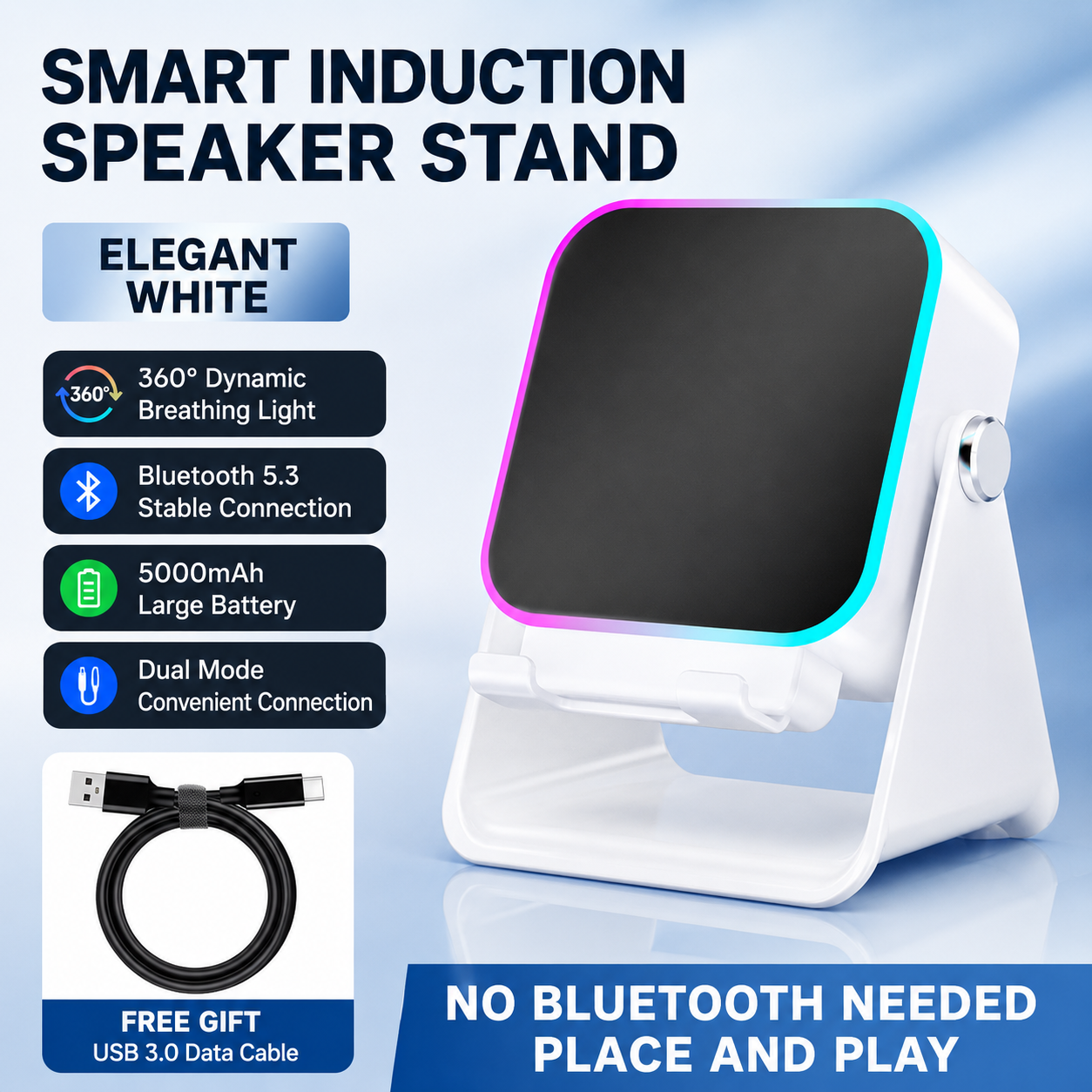 Turn Your Phone Into A Mini Theater™ | Induction Speaker & RGB Phone Stand