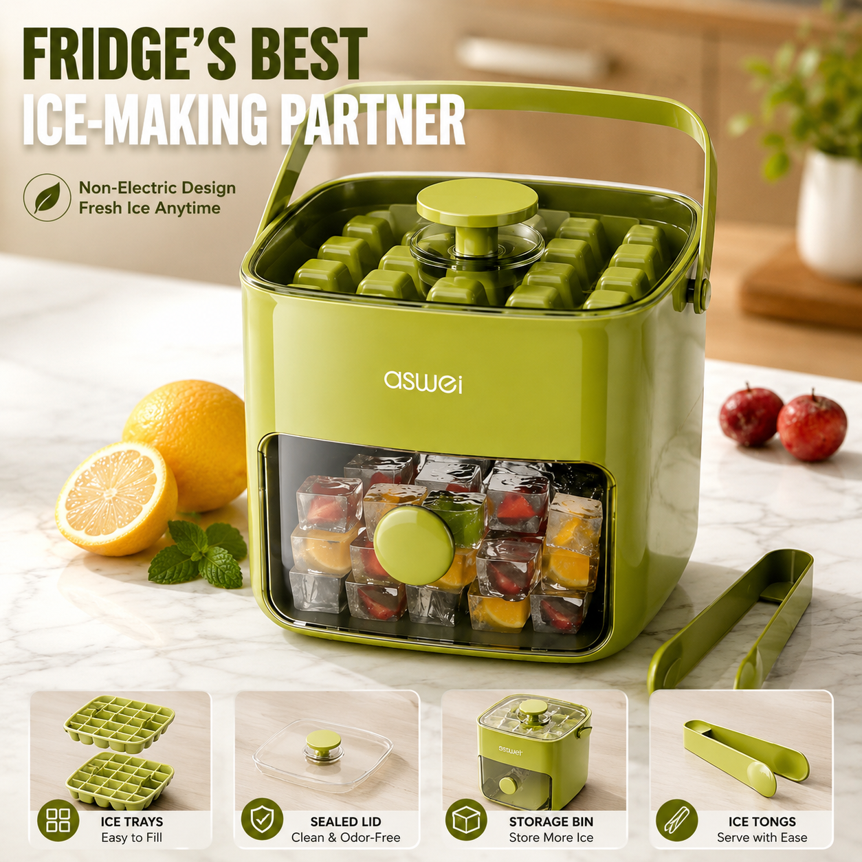 Fresh Ice Anytime™ | 2-In-1 Ice Tray & Storage Container