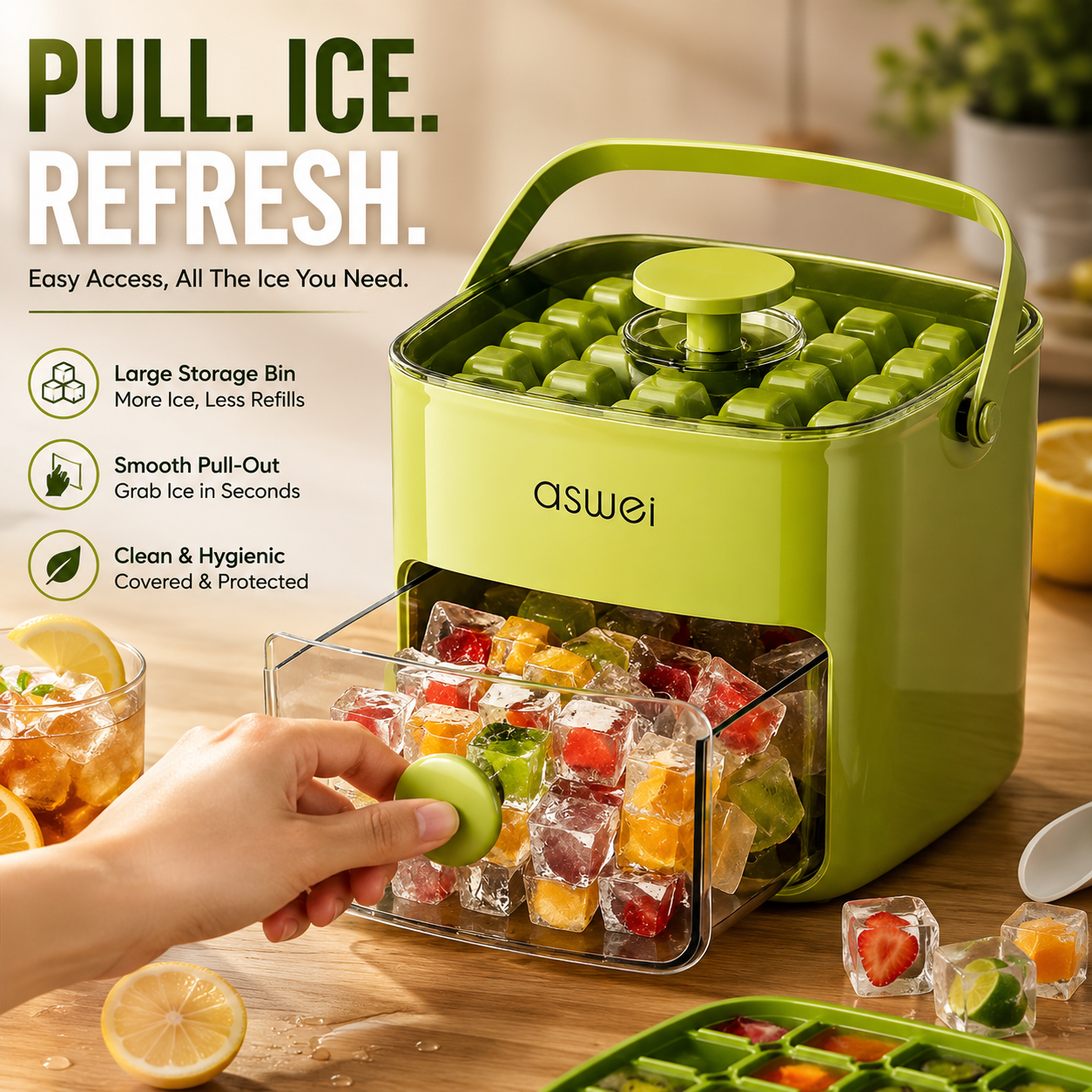 Fresh Ice Anytime™ | 2-In-1 Ice Tray & Storage Container
