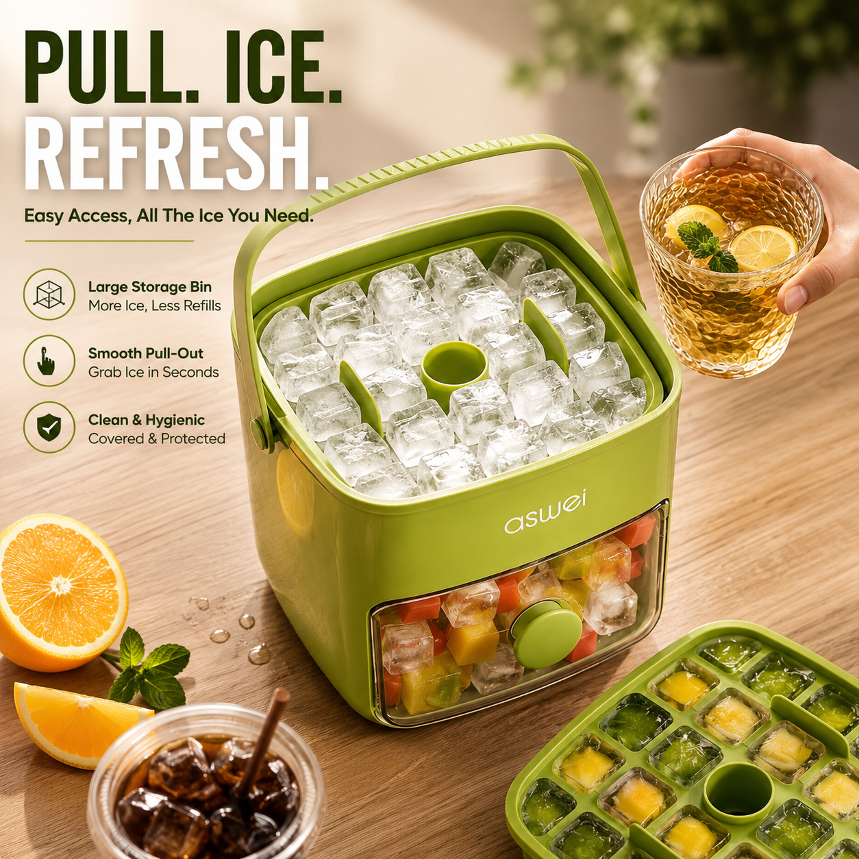 Fresh Ice Anytime™ | 2-In-1 Ice Tray & Storage Container