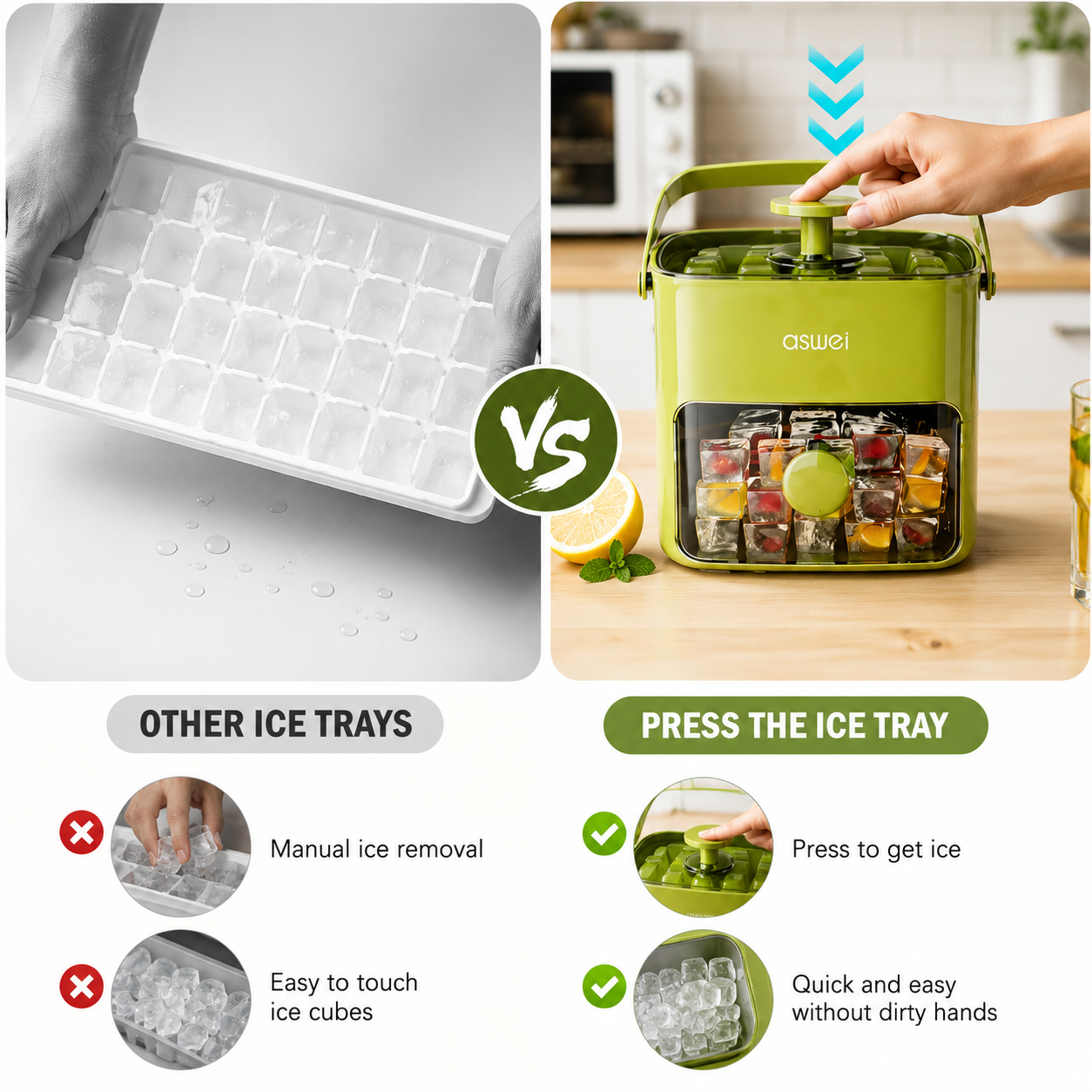 Fresh Ice Anytime™ | 2-In-1 Ice Tray & Storage Container