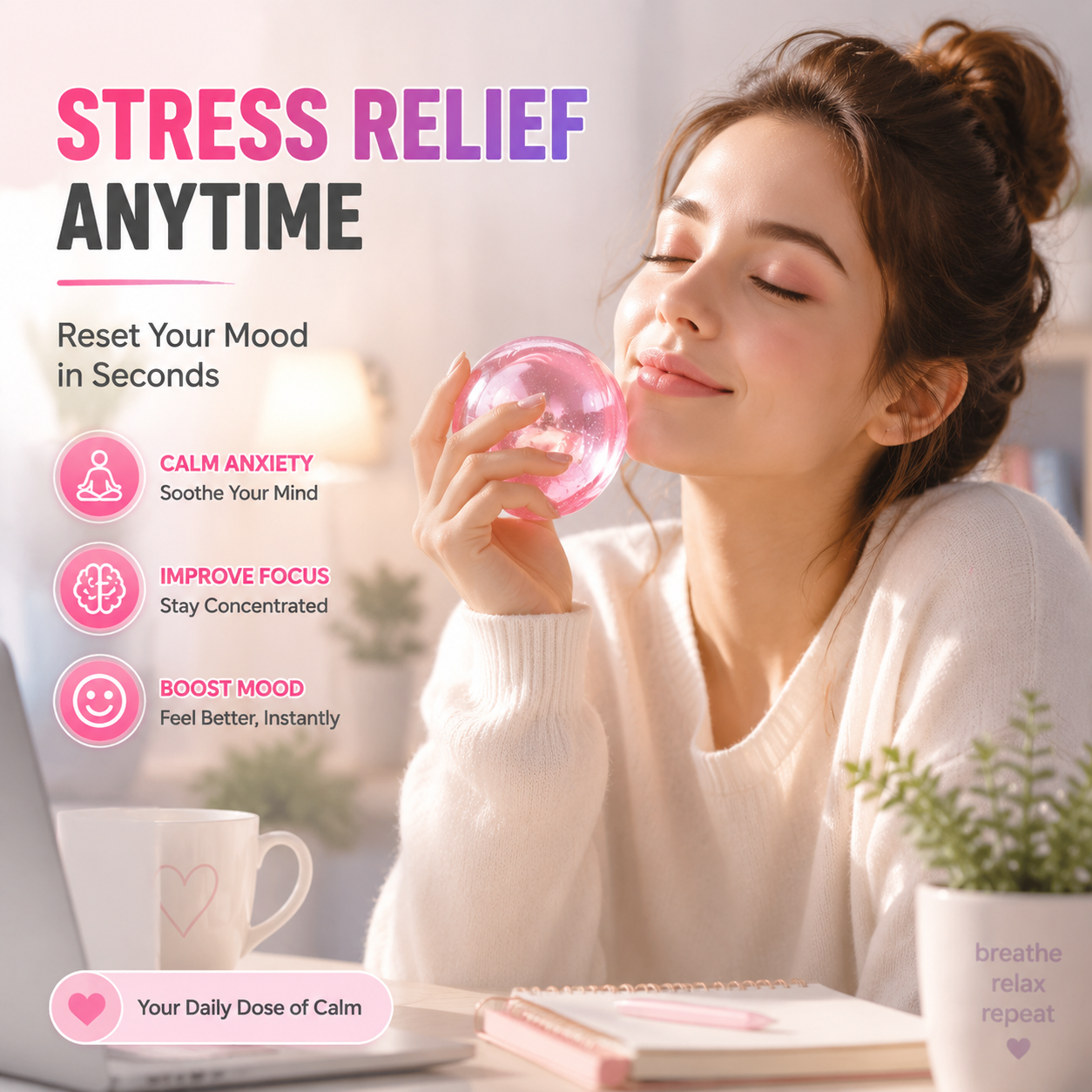 Mochichi ASMR Stress Ball – Silent Sensory Fidget Toy for Anxiety & Focus Relief