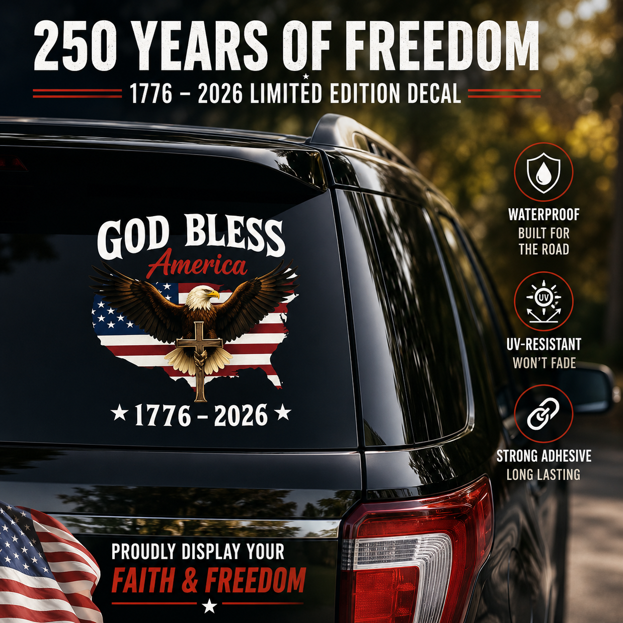 USA 250th Anniversary Eagle Car Decal | 1776–2026 5Pcs