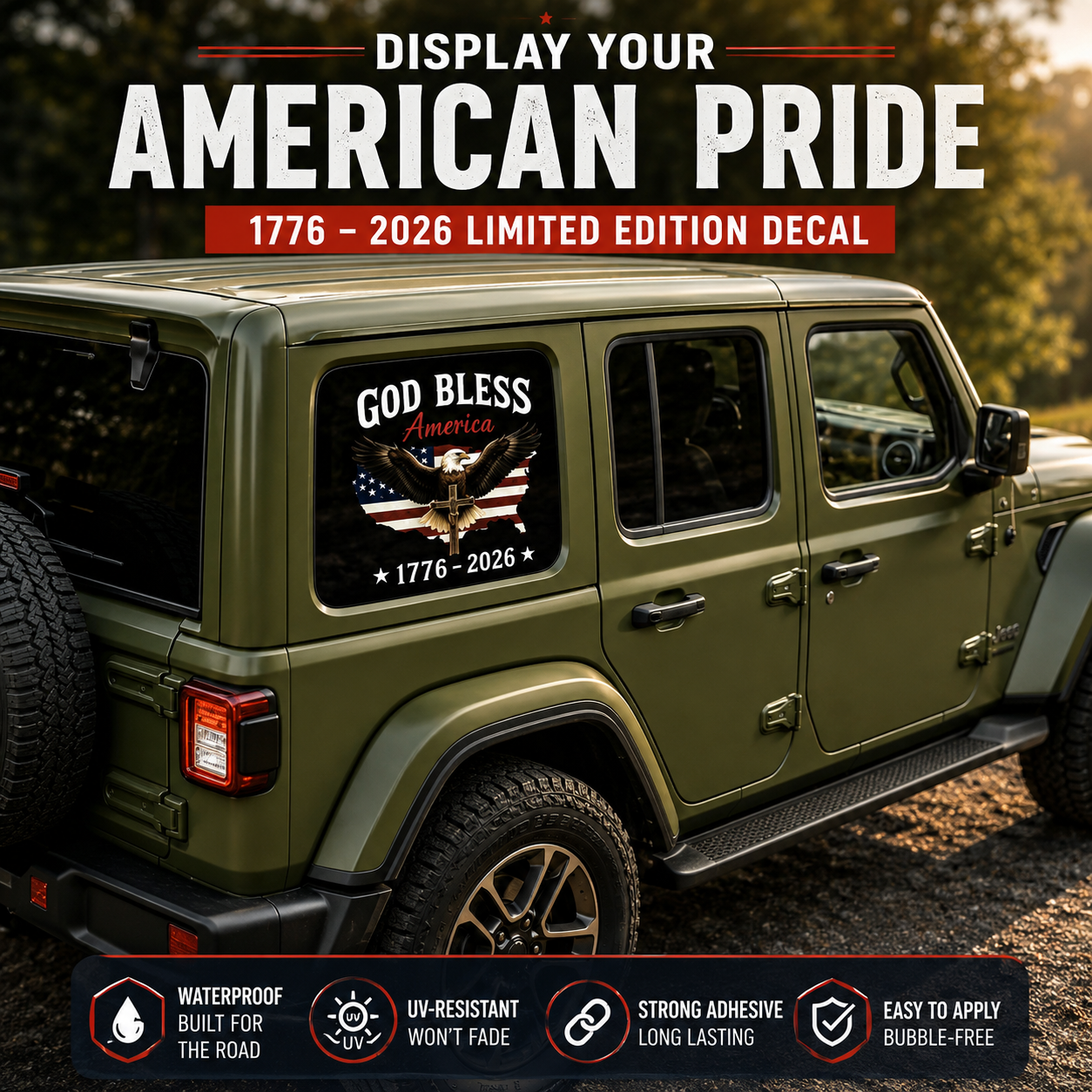 USA 250th Anniversary Eagle Car Decal | 1776–2026 5Pcs