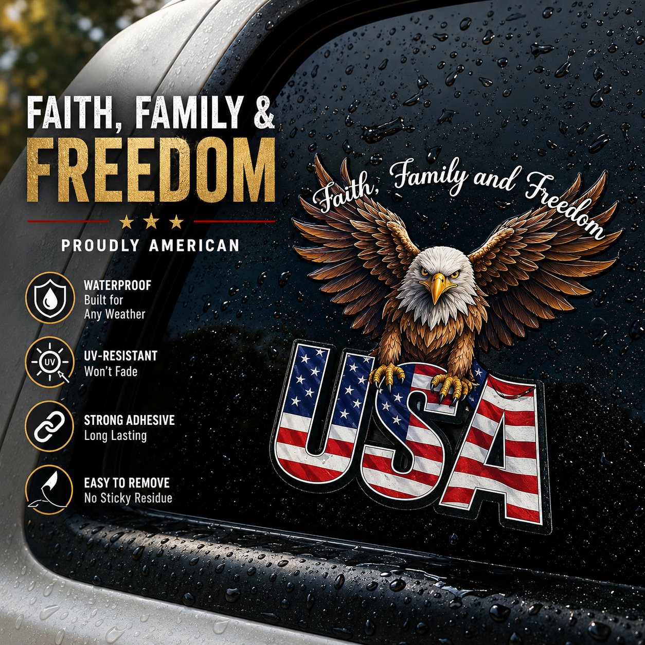USA 250th Anniversary Eagle Car Decal | 1776–2026 5Pcs