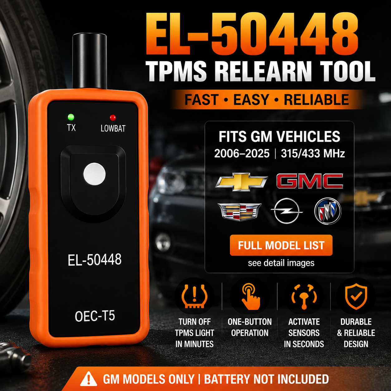 🚗 Reset Your TPMS Light in Minutes – EL-50448 Tire Pressure Relearn Tool for GM Cars