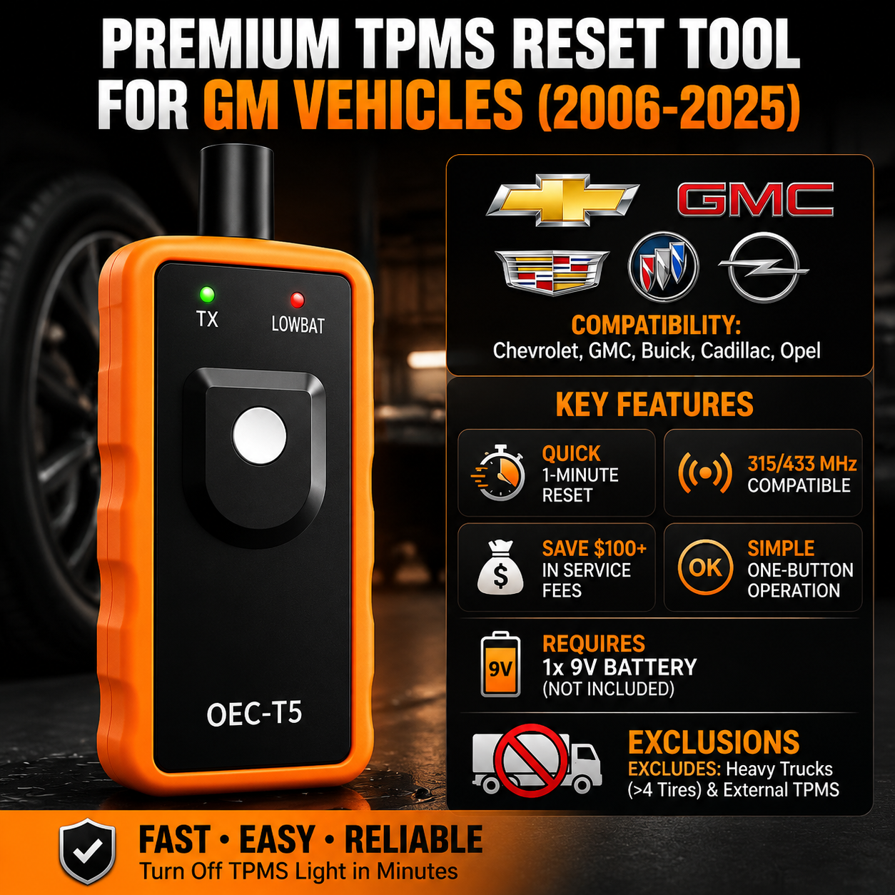 🚗 Reset Your TPMS Light in Minutes – EL-50448 Tire Pressure Relearn Tool for GM Cars