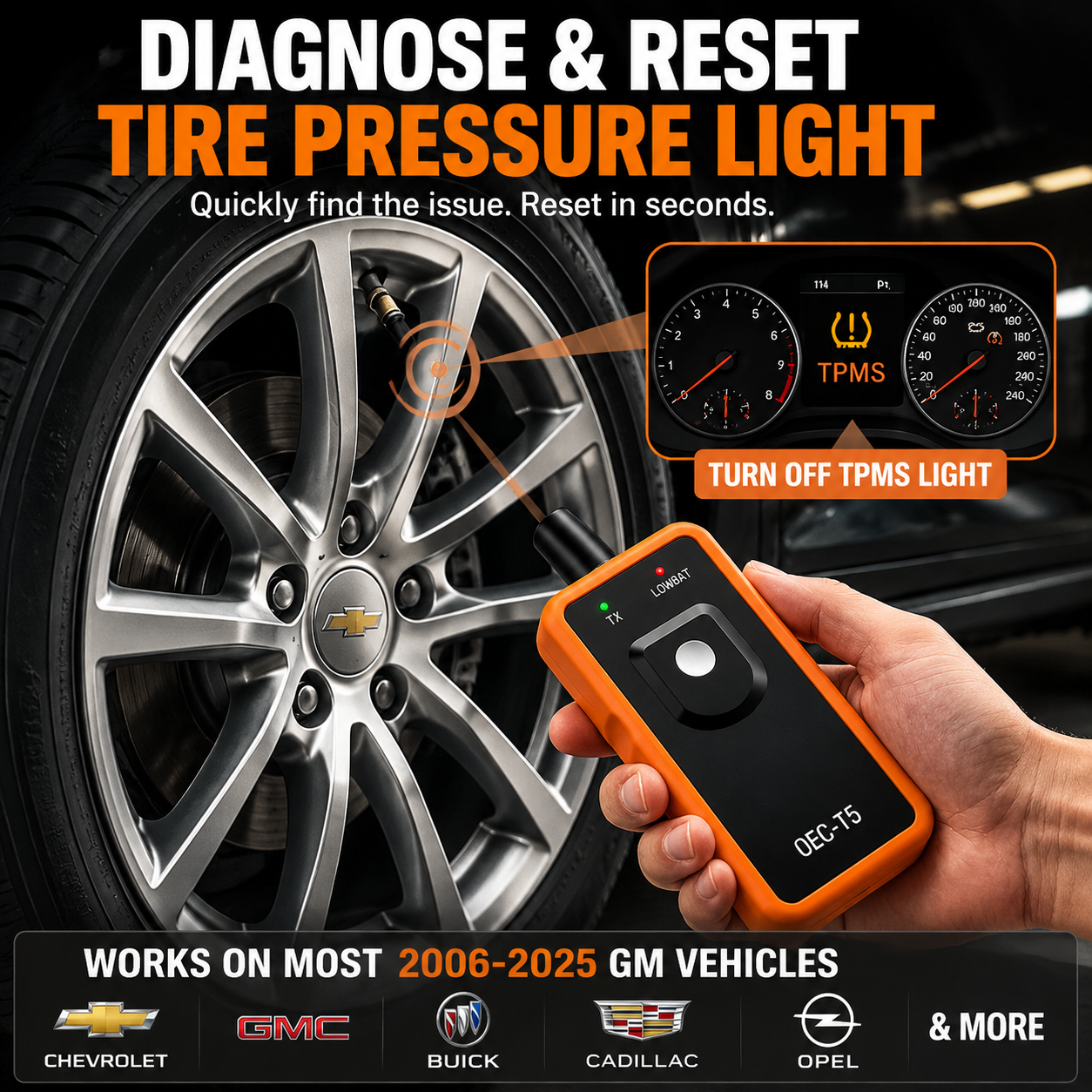 🚗 Reset Your TPMS Light in Minutes – EL-50448 Tire Pressure Relearn Tool for GM Cars