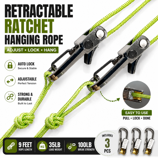 Retractable Ratchet Hanging Rope – Adjustable Locking Rope for Camping & Home Use