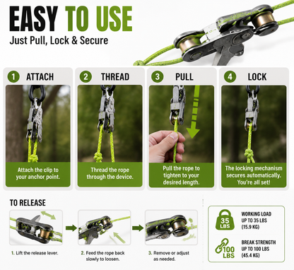 Retractable Ratchet Hanging Rope – Adjustable Locking Rope for Camping & Home Use