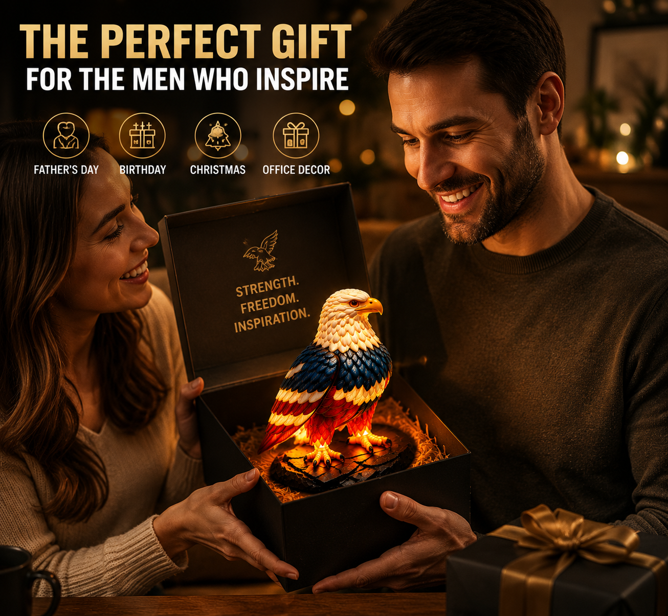 Eagle Ambient LED Desk Lamp – Decorative Warm Glow Night Light USB Powered Home Decor