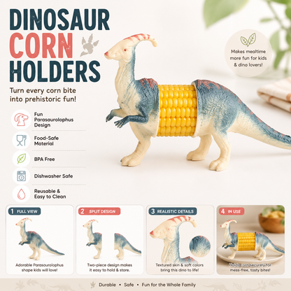 🦖 Cute Dinosaur Corn Holders – Fun Stainless Steel BBQ Kitchen Gadget Set