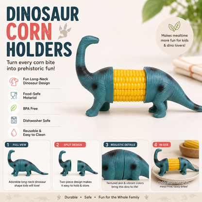 🦖 Cute Dinosaur Corn Holders – Fun Stainless Steel BBQ Kitchen Gadget Set