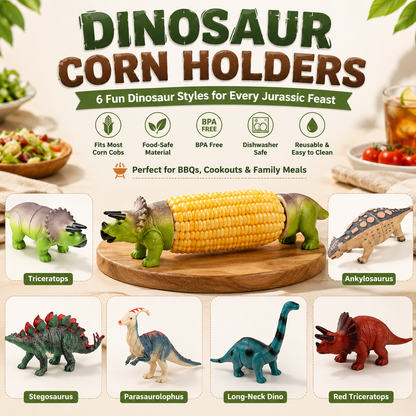 🦖 Cute Dinosaur Corn Holders – Fun Stainless Steel BBQ Kitchen Gadget Set