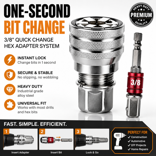 ⚡ 3/8 Quick Change Hex Bit Adapter – One Second Tool Switching System