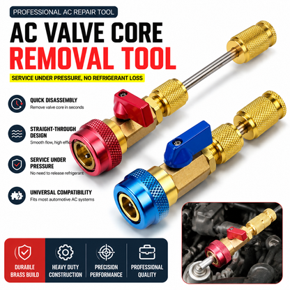 🚗 AC Valve Core Removal Tool – Universal Automotive AC Service Under Pressure Kit