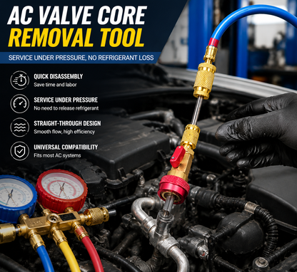 🚗 AC Valve Core Removal Tool – Universal Automotive AC Service Under Pressure Kit
