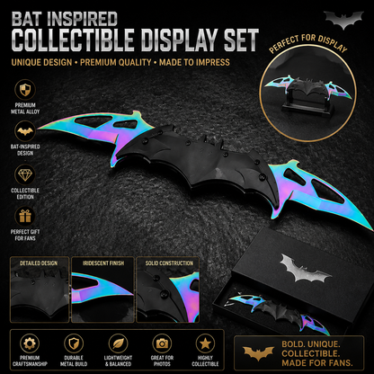 🦇 Bat-Inspired Metal Collectible Set | Premium Aesthetic Display & Cosplay Prop