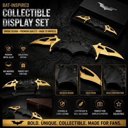 🦇 Bat-Inspired Metal Collectible Set | Premium Aesthetic Display & Cosplay Prop