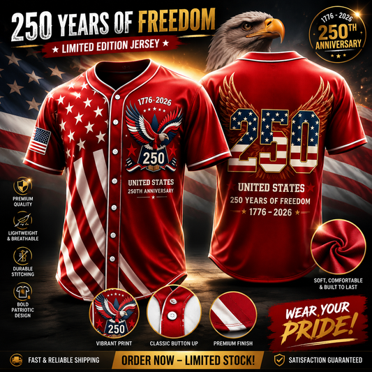 🇺🇸 250th Anniversary Freedom Baseball Jersey – 1776–2026 Limited Edition