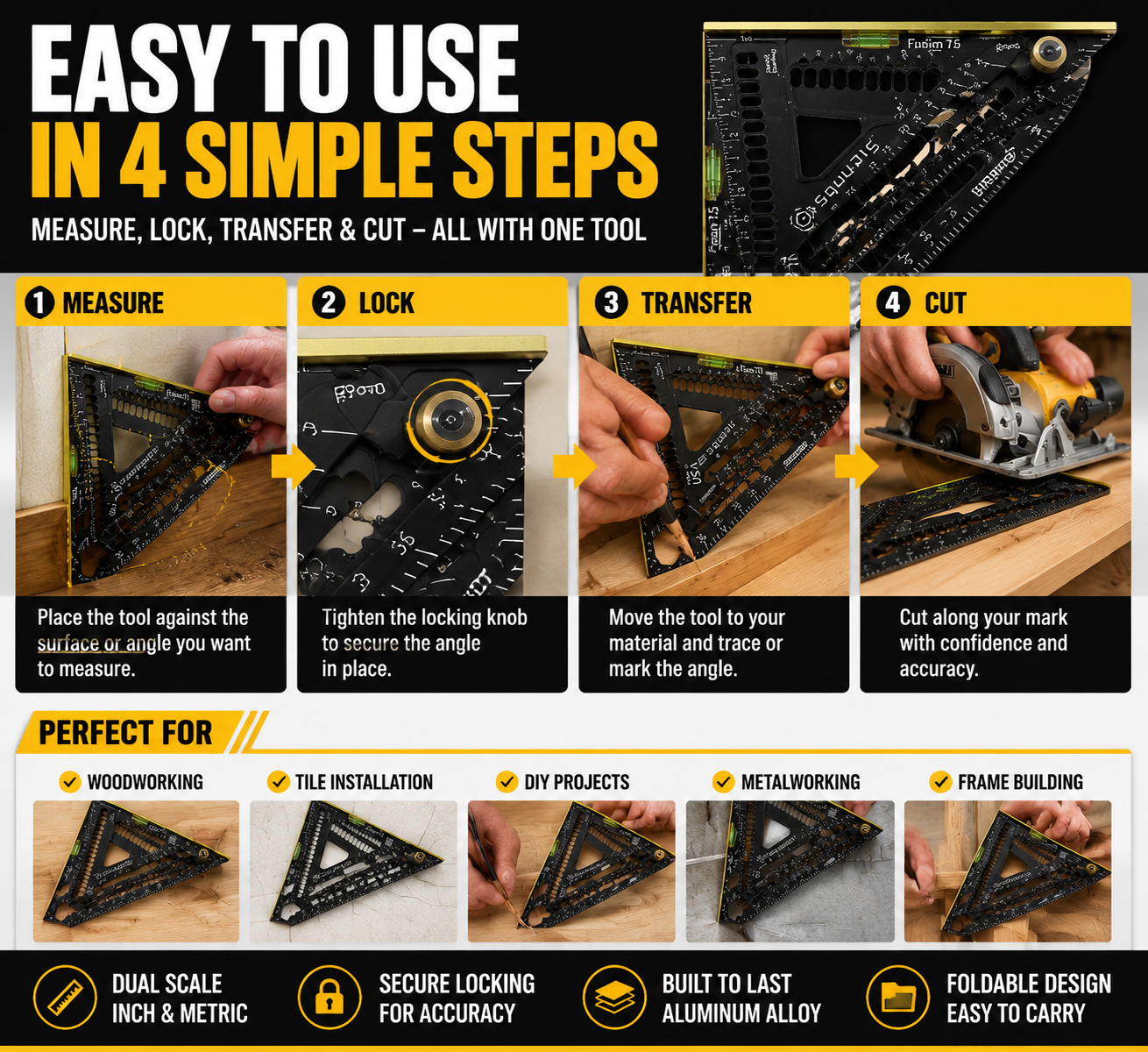 📐 AngleMaster™ | Foldable Multi-Angle Measuring Tool for Perfect Cuts Every Time