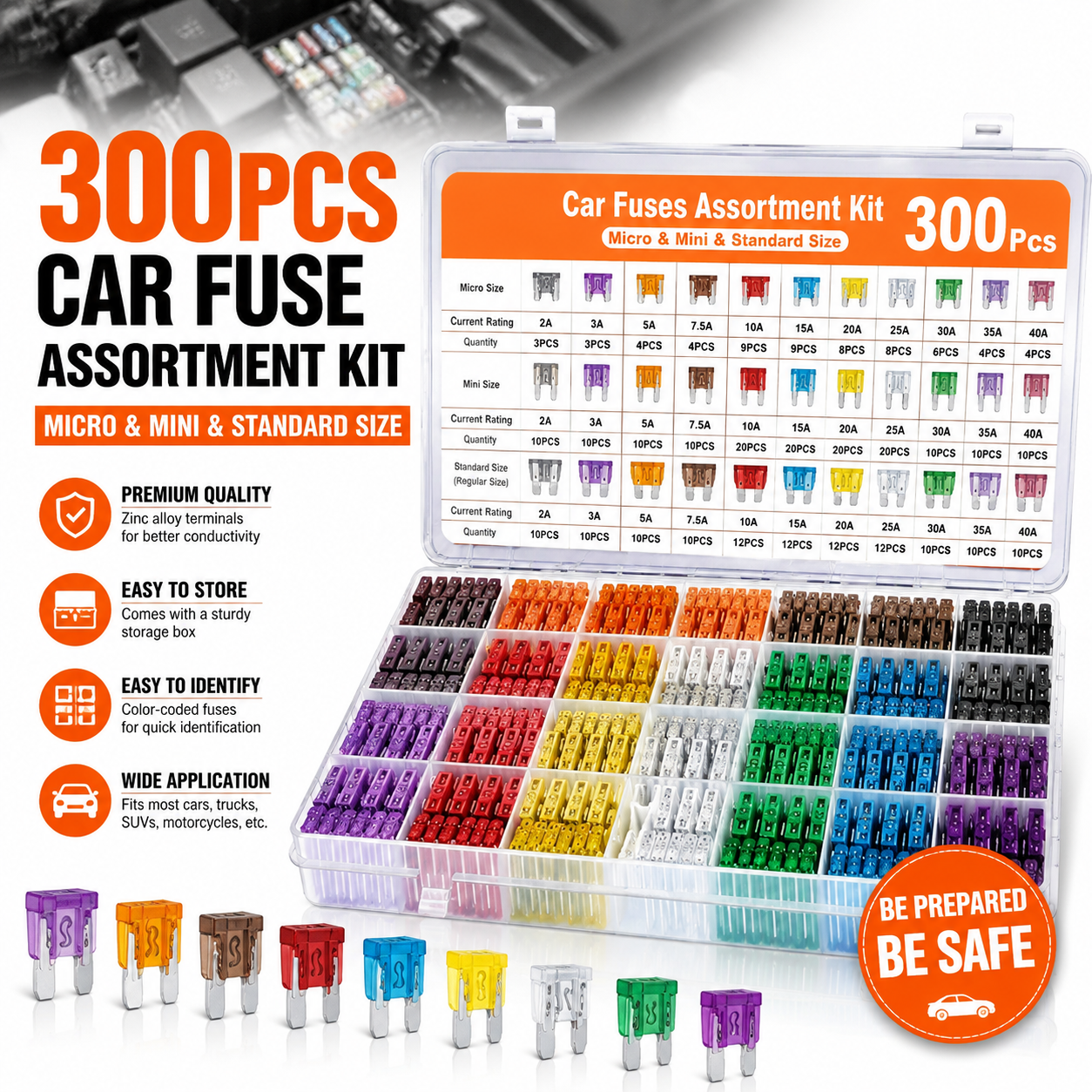 🚗 CarFuse Pro™ | 300PCS Automotive Fuse Kit – Be Ready for Any Road Emergency