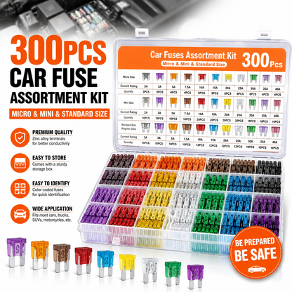 🚗 CarFuse Pro™ | 300PCS Automotive Fuse Kit – Be Ready for Any Road Emergency