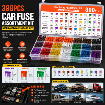 🚗 CarFuse Pro™ | 300PCS Automotive Fuse Kit – Be Ready for Any Road Emergency
