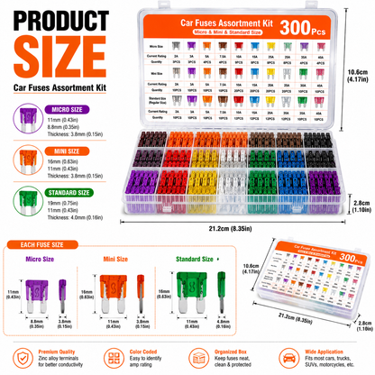 🚗 CarFuse Pro™ | 300PCS Automotive Fuse Kit – Be Ready for Any Road Emergency