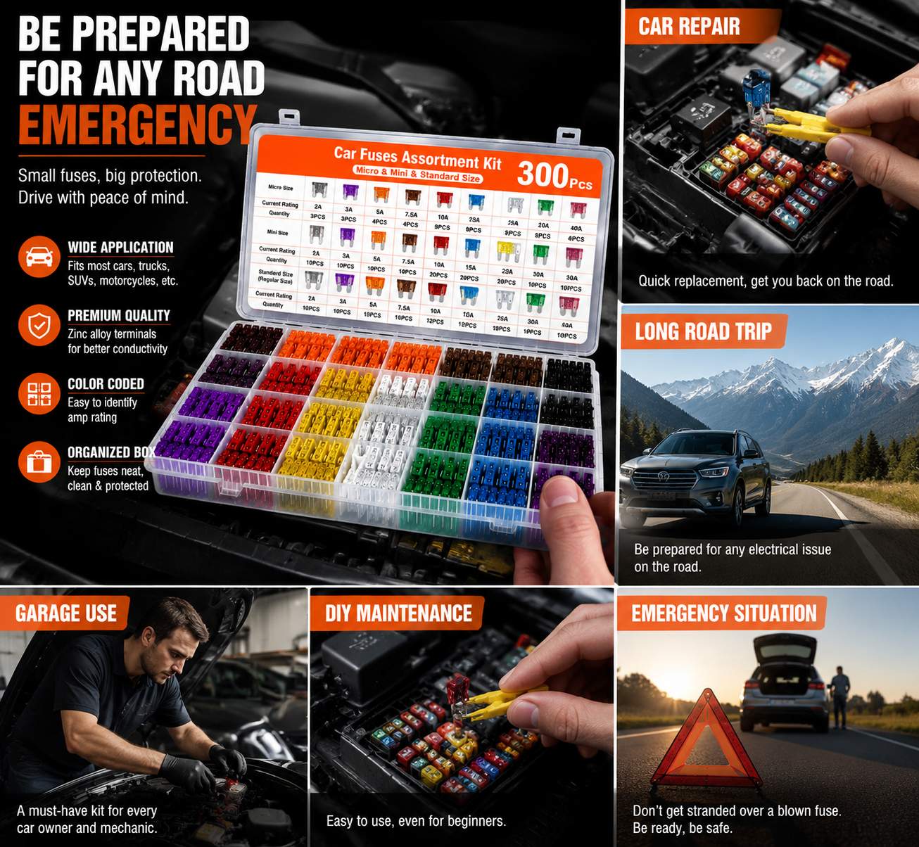 🚗 CarFuse Pro™ | 300PCS Automotive Fuse Kit – Be Ready for Any Road Emergency