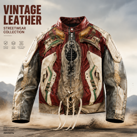 🔥 kalu.putic original-imitation-Stand Out in Every Street – Vintage Patchwork Leather Jacket（FREE SHIPPING)