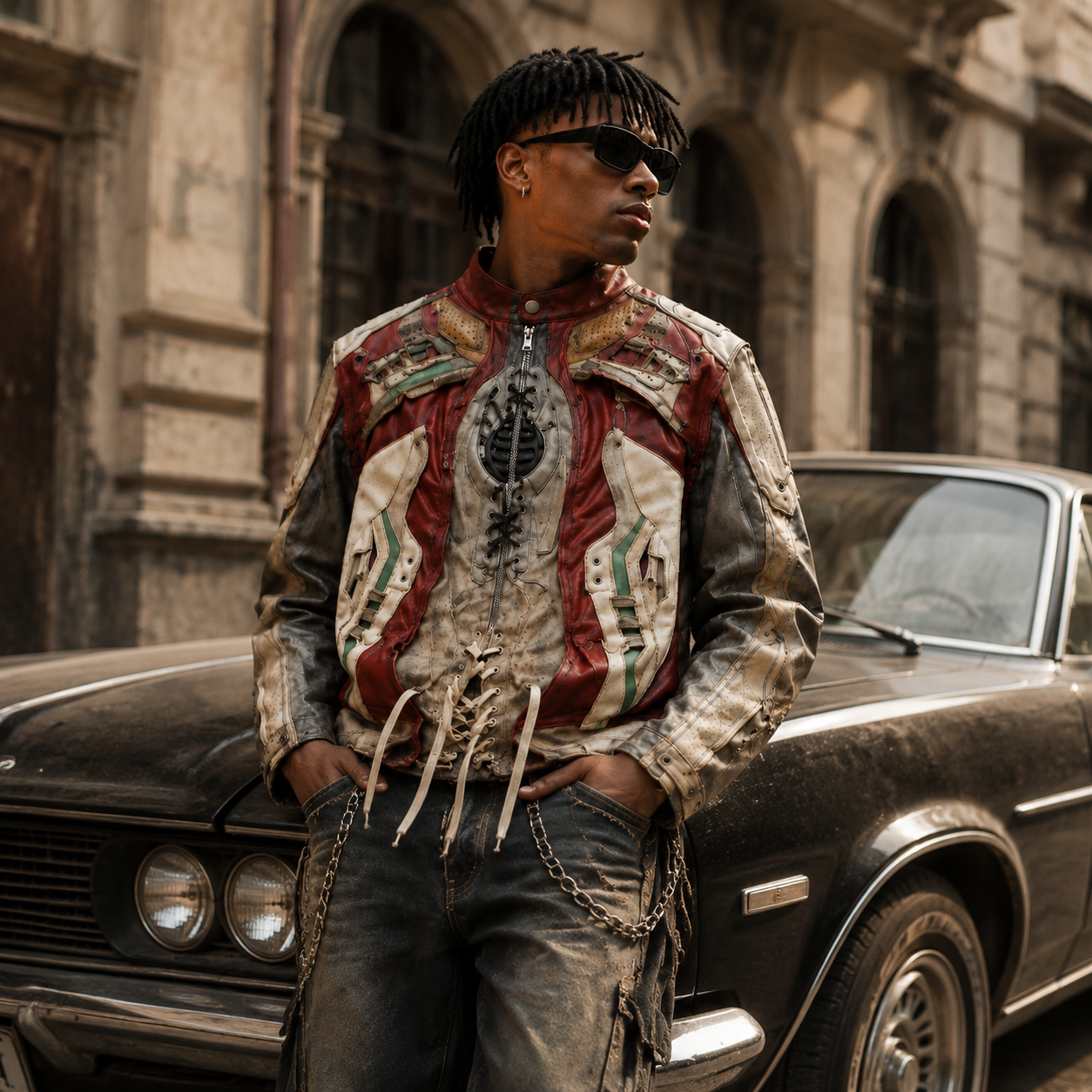 🔥 kalu.putic original-imitation-Stand Out in Every Street – Vintage Patchwork Leather Jacket（FREE SHIPPING)