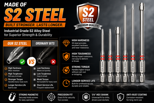 🔥 Professional S2 Steel Long Reach Security Torx Bit Set  Extended Reach • Precision Fit • Built for Professionals
