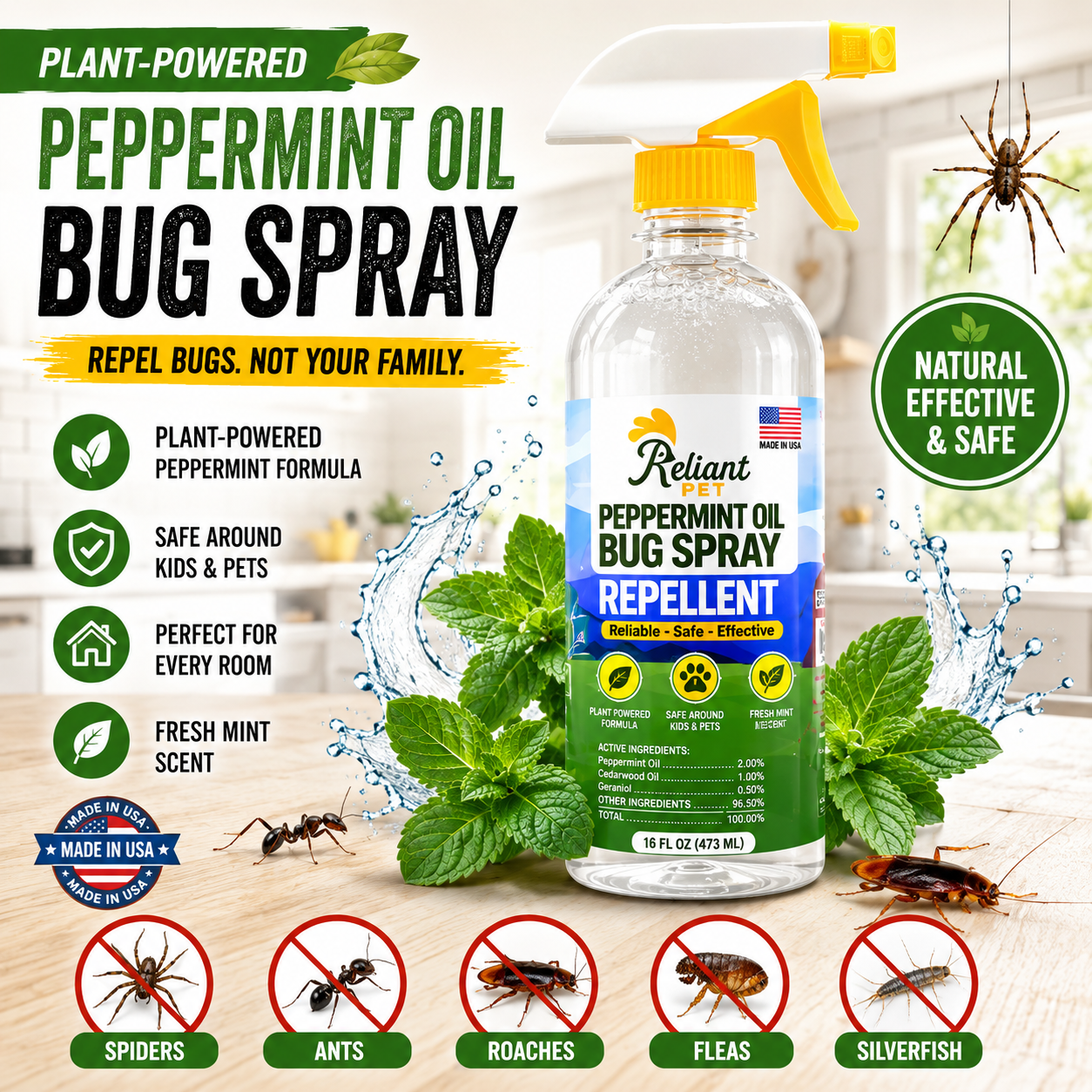🌿 Peppermint Shield™ Natural Bug Repellent Spray  Keep Bugs Away Without Harsh Chemicals