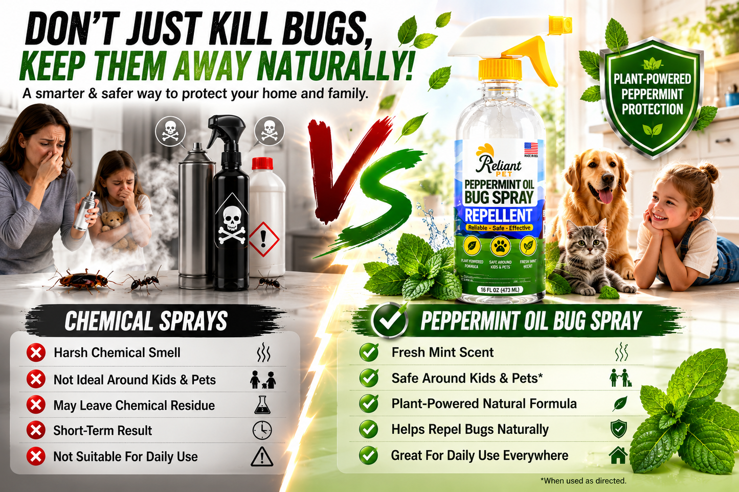 🌿 Peppermint Shield™ Natural Bug Repellent Spray  Keep Bugs Away Without Harsh Chemicals